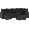 Image de vidaXL Ensemble de salon de jardin 7 pièces avec coussins noir poly rotin