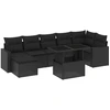 Image de vidaXL Ensemble de jardin canapé 8 pièces avec coussins noir poly rotin