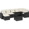 Image de vidaXL Ensemble de jardin canapé 8 pièces avec coussins noir poly rotin