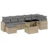 Image de vidaXL Ensemble de jardin canapé 8 pièces avec coussins Beige Poly Rattan