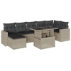 Image de vidaXL Ensemble de jardin canapé 8 pièces avec coussins gris clair Poly rotin