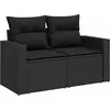 Image de vidaXL Ensemble de jardin canapé 8 pièces avec coussins noir poly rotin