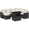 Image de vidaXL Ensemble de jardin canapé 8 pièces avec coussins noir poly rotin