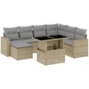 Image de vidaXL Ensemble de jardin canapé 8 pièces avec coussins Beige Poly Rattan