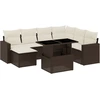 Image de vidaXL Ensemble de jardin canapé 8 pièces avec coussins Marron Poly rotin