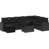 Image de vidaXL Ensemble de salon de jardin 9 pièces avec coussins noir poly rotin