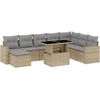 Image de vidaXL Ensemble de salon de jardin 9 pièces avec coussins beige Poly rotin
