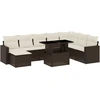 Image de vidaXL Ensemble de salon de jardin 9 pièces avec coussins Marron Poly Rattan