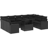Image de vidaXL Ensemble de 10 canapés de jardin avec coussins noir poly rotin
