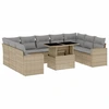 Image de vidaXL Ensemble de salon de jardin 10 pièces avec coussins Beige Poly Rattan