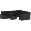 Image de vidaXL Ensemble de 10 canapés de jardin avec coussins noir poly rotin