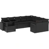 Image de vidaXL Ensemble de 10 canapés de jardin avec coussins noir poly rotin
