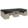 Image de vidaXL Ensemble de salon de jardin 11 pièces avec coussins gris clair Poly rotin
