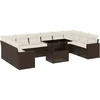 Image de vidaXL Ensemble de salon de jardin 11 pièces avec coussins Marron Poly rotin