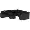 Image de vidaXL Ensemble de salon de jardin 11 pièces avec coussins noir poly rotin