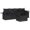 Image de vidaXL Ensemble de salon de jardin 5 pièces avec coussins noir poly rotin