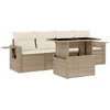 Image de vidaXL Ensemble de salon de jardin 5 pièces avec coussins Beige Poly Rattan