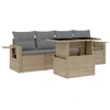 Image de vidaXL Ensemble de salon de jardin 5 pièces avec coussins Beige Poly Rattan