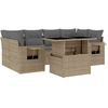 Image de vidaXL Ensemble de salon de jardin 7 pièces avec coussins Beige Poly Rattan