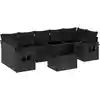 Image de vidaXL Ensemble de jardin canapé 8 pièces avec coussins noir poly rotin