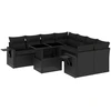 Image de vidaXL Ensemble de salon de jardin 9 pièces avec coussins noir poly rotin