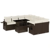 Image de vidaXL Ensemble de salon de jardin 9 pièces avec coussins Marron Poly Rattan