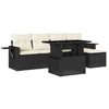 Image de vidaXL Ensemble de salon de jardin 6 pièces avec coussins noir poly rotin