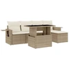 Image de vidaXL Ensemble de salon de jardin 6 pièces avec coussins Beige Poly Rattan