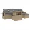 Image de vidaXL Ensemble de salon de jardin 6 pièces avec coussins Beige Poly Rattan