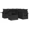 Image de vidaXL Ensemble de salon de jardin 6 pièces avec coussins noir poly rotin