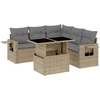 Image de vidaXL Ensemble de salon de jardin 6 pièces avec coussins Beige Poly Rattan