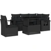 Image de vidaXL Ensemble de salon de jardin 6 pièces avec coussins noir poly rotin