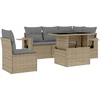 Image de vidaXL Ensemble de salon de jardin 6 pièces avec coussins Beige Poly Rattan