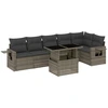 Image de vidaXL Ensemble de salon de jardin 7 pièces avec coussins Gris Poly rotin