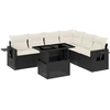 Image de vidaXL Ensemble de salon de jardin 7 pièces avec coussins noir poly rotin