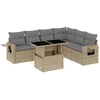 Image de vidaXL Ensemble de salon de jardin 7 pièces avec coussins Beige Poly Rattan