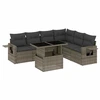 Image de vidaXL Ensemble de salon de jardin 7 pièces avec coussins Gris Poly rotin