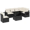 Image de vidaXL Ensemble de salon de jardin 7 pièces avec coussins noir poly rotin