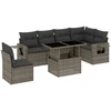 Image de vidaXL Ensemble de salon de jardin 7 pièces avec coussins Gris Poly rotin