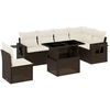 Image de vidaXL Ensemble de salon de jardin 7 pièces avec coussins Marron Poly rotin