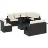 Image de vidaXL Ensemble de salon de jardin 9 pièces avec coussins noir poly rotin