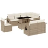 Image de vidaXL Ensemble de salon de jardin 9 pièces avec coussins beige Poly rotin