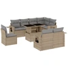 Image de vidaXL Ensemble de salon de jardin 9 pièces avec coussins beige Poly rotin