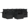 Image de vidaXL Ensemble de salon de jardin 7 pièces avec coussins noir poly rotin