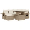 Image de vidaXL Ensemble de salon de jardin 7 pièces avec coussins Beige Poly Rattan