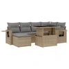 Image de vidaXL Ensemble de salon de jardin 7 pièces avec coussins Beige Poly Rattan