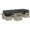 Image de vidaXL Ensemble de jardin canapé 8 pièces avec coussins gris clair Poly rotin