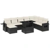 Image de vidaXL Ensemble de jardin canapé 8 pièces avec coussins noir poly rotin