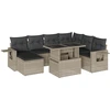 Image de vidaXL Ensemble de jardin canapé 8 pièces avec coussins gris clair Poly rotin