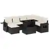 Image de vidaXL Ensemble de salon de jardin 9 pièces avec coussins noir poly rotin
